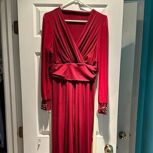Elegant Red Long Sleeve pant suit